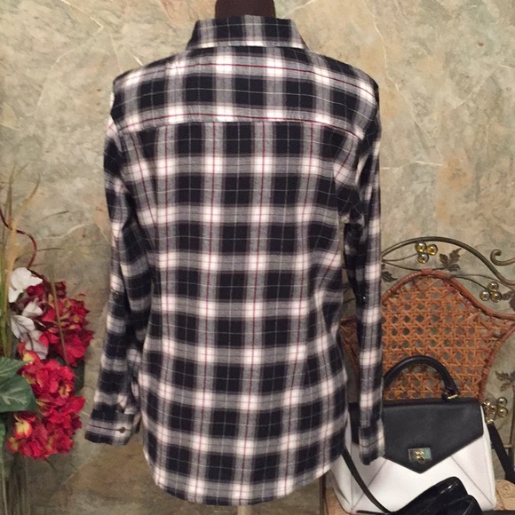 Overdrive 🌹plaid button down shirt top - Picture 7 of 8